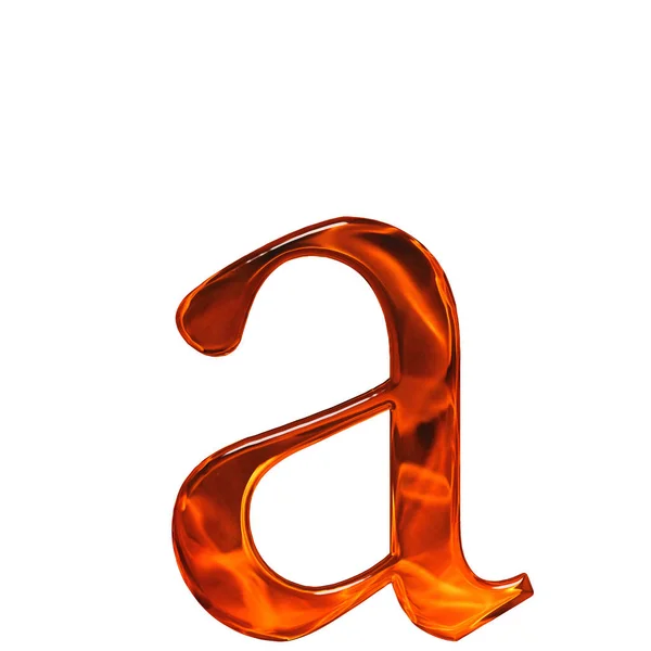 Lowercase letter a - the extruded of glass with pattern flame, i — Stock Photo, Image