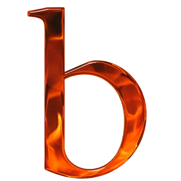 Lowercase letter b - the extruded of glass with pattern flame, i — Stock Photo, Image