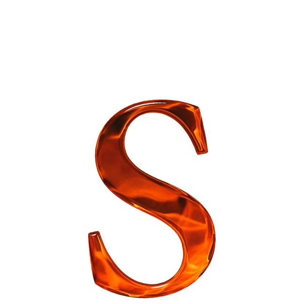 Lowercase letter s - the extruded of glass with pattern flame, i — Stock Photo, Image