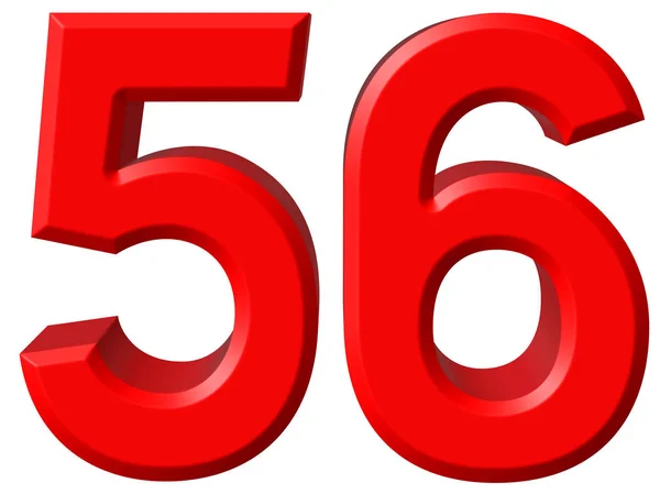 Αριθμητικό 56, πενήντα έξι, απομονώνονται σε λευκό φόντο, 3d καθιστούν — Φωτογραφία Αρχείου