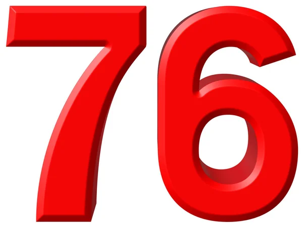 Numeral 76, setenta e seis,, isolado em fundo branco, 3d rende — Fotografia de Stock