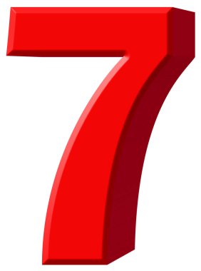 Rakamı 7, yedi, beyaz arka plan üzerinde 3d render izole