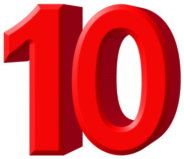 Rakamı 10, 10, beyaz arka plan üzerinde 3d render izole