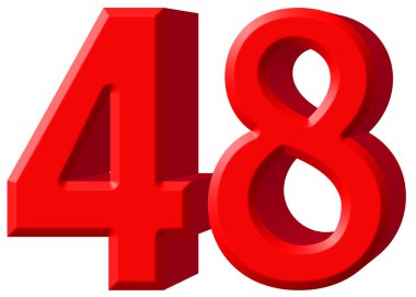 Beyaz arka plan üzerinde 3d render izole rakamı 48, kırk sekiz,