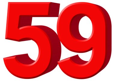 Beyaz arka plan üzerinde 3d render izole rakamı 59, elli dokuz,