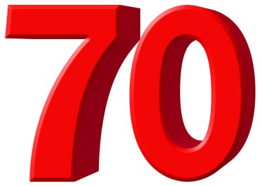 Rakamı 70, yetmiş, beyaz arka plan üzerinde 3d render izole