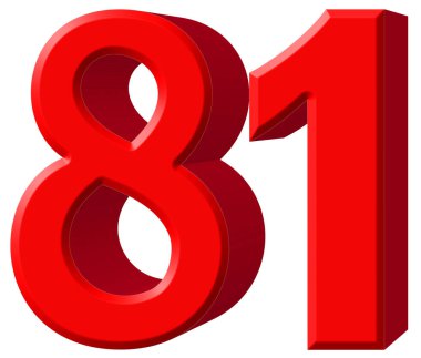 Beyaz arka plan üzerinde 3d render izole rakamı 81, seksen bir
