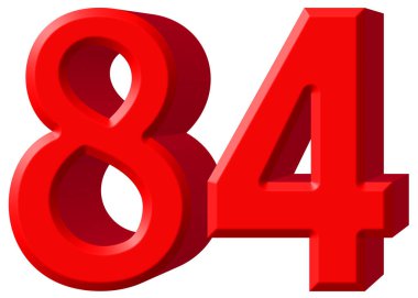 Beyaz arka plan üzerinde 3d render izole rakamı 84, seksen dört,