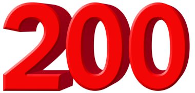 Beyaz arka plan üzerinde 3d rende izole rakamı 200, iki yüz,