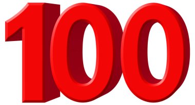 Beyaz arka plan üzerinde 3d rende izole rakamı 100, 100,