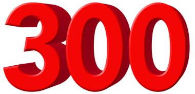 Beyaz arka plan üzerinde 3d ren izole rakamı 300, üç yüz,