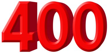 Beyaz arka plan üzerinde 3d izole rakamı 400, dört yüz, parçalamak