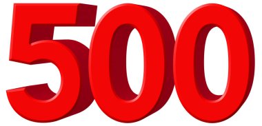 Beyaz arka plan üzerinde 3d izole rakamı 500, 500, parçalamak