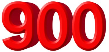 Beyaz arka plan üzerinde 3d izole rakamı 900, dokuz yüz, parçalamak