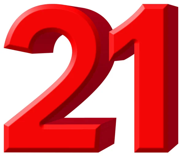 Numeral 21, vinte e um, isolado em fundo branco, renderização 3d — Fotografia de Stock