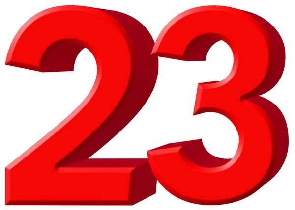 Αριθμητικό 23, είκοσι τρεις, απομονώνονται σε λευκό φόντο, 3d rende — Φωτογραφία Αρχείου