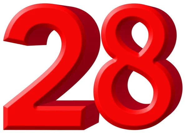 Numeral 28, vinte e oito, isolado em fundo branco, rende 3d — Fotografia de Stock