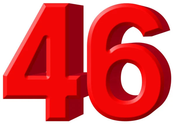 Siffran 46, fyrtiosex, isolerad på vit bakgrund, 3d render — Stockfoto