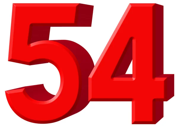 Numero 54, 54, isolato su sfondo bianco, rendering 3d — Foto Stock