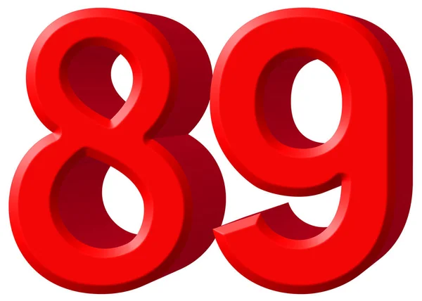 Αριθμητικό 89, ογδόντα εννιά, που απομονώνονται σε λευκό φόντο, 3d καθιστούν — Φωτογραφία Αρχείου