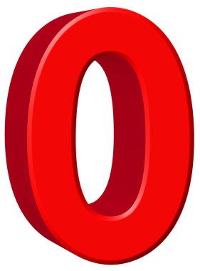 Rakamı 0, zero, beyaz arka plan üzerinde 3d render izole