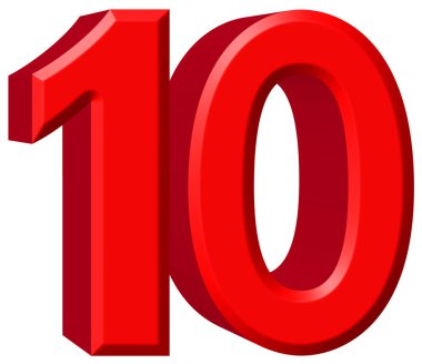 Rakamı 10, 10, beyaz arka plan üzerinde 3d render izole