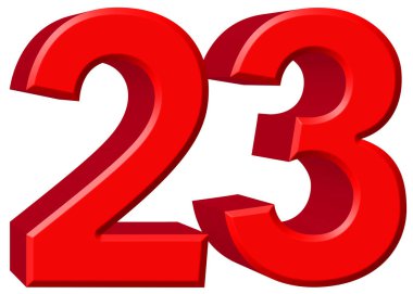 Beyaz arka plan üzerinde 3d rende izole rakamı 23, yirmi üç,