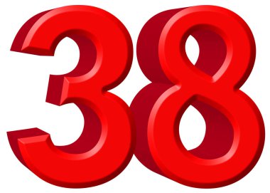 Beyaz arka plan üzerinde 3d rende izole rakamı 38, otuz sekiz,