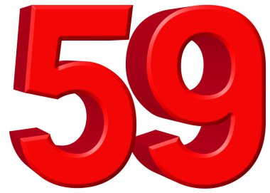 Beyaz arka plan üzerinde 3d render izole rakamı 59, elli dokuz,