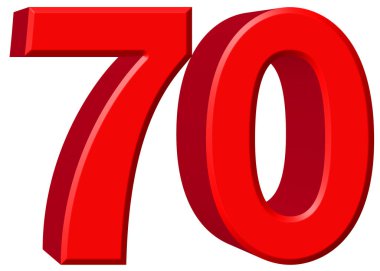 Rakamı 70, yetmiş, beyaz arka plan üzerinde 3d render izole