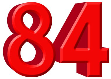Beyaz arka plan üzerinde 3d render izole rakamı 84, seksen dört,