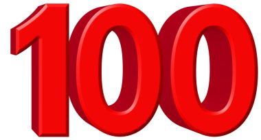 Beyaz arka plan üzerinde 3d rende izole rakamı 100, 100,