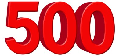 Beyaz arka plan üzerinde 3d izole rakamı 500, 500, parçalamak