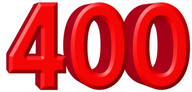 Beyaz arka plan üzerinde 3d izole rakamı 400, dört yüz, parçalamak