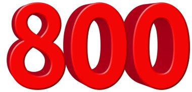 Beyaz arka plan üzerinde 3d ren izole rakamı 800, sekiz yüz,