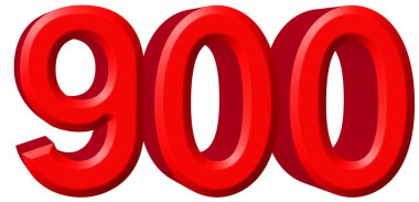 Beyaz arka plan üzerinde 3d izole rakamı 900, dokuz yüz, parçalamak