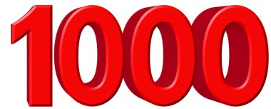 Beyaz arka plan üzerinde 3d ren izole rakamı 1000, 1000,