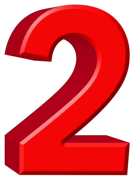 Numeral 2, dois, isolado em fundo branco, renderização 3d — Fotografia de Stock