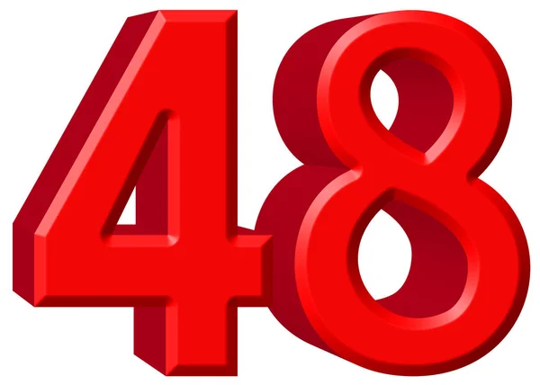 Αριθμητικό 48, σαράντα οκτώ, απομονώνονται σε λευκό φόντο, 3d καθιστούν — Φωτογραφία Αρχείου