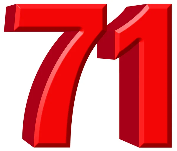 Numeral 71, setenta e um, isolado em fundo branco, renderização 3d — Fotografia de Stock