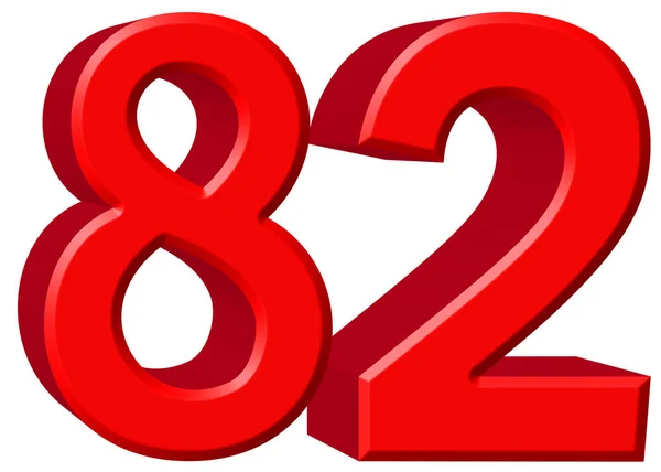 Αριθμητικό 82, ογδόντα δύο, απομονώνονται σε λευκό φόντο, 3d καθιστούν — Φωτογραφία Αρχείου