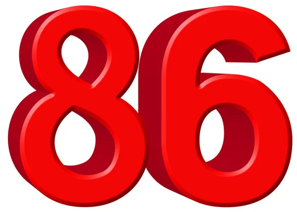 Αριθμητικό 86, ογδόντα έξι απομονωθεί σε λευκό φόντο, 3d καθιστούν — Φωτογραφία Αρχείου