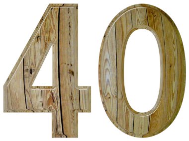 Rakamı 40, kırk, beyaz arka plan üzerinde 3d render izole
