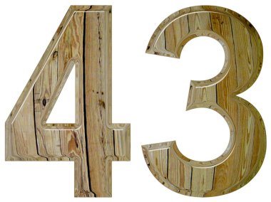 Beyaz arka plan üzerinde 3d render izole rakamı 43, kırk üç,