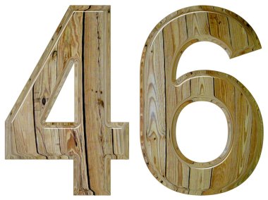 Beyaz arka plan üzerinde 3d render izole rakamı 46, kırk altı,