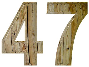 Beyaz arka plan üzerinde 3d render izole rakamı 47, kırk yedi,