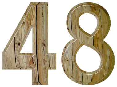 Beyaz arka plan üzerinde 3d render izole rakamı 48, kırk sekiz,