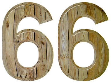 Beyaz arka plan üzerinde 3d render izole rakamı 66, altmış altı,