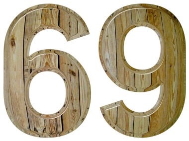 Beyaz arka plan üzerinde 3d render izole rakamı 69, Altmış dokuz,