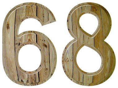 Beyaz arka plan üzerinde 3d render izole rakamı 68, altmış sekiz,